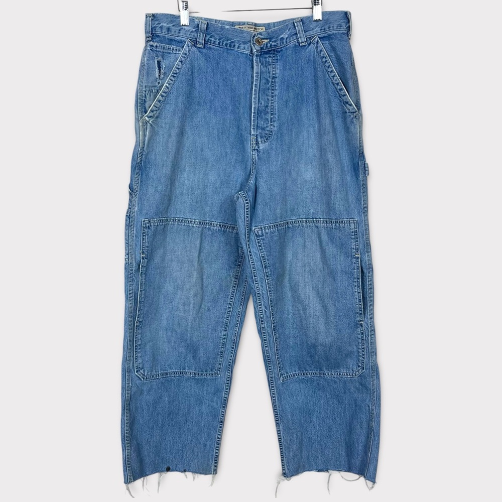 Vintage 90s Abercrombie fitch wide leg baggy cargo big pocket‎ jeans 34 grunge